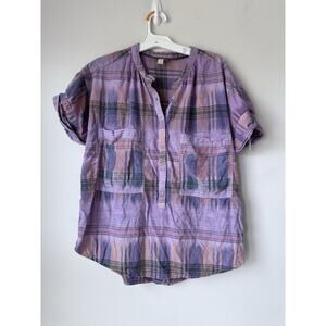 Anthropologie Pilcro Womens Size L Hannah Surf Top Plaid Popover Shirt